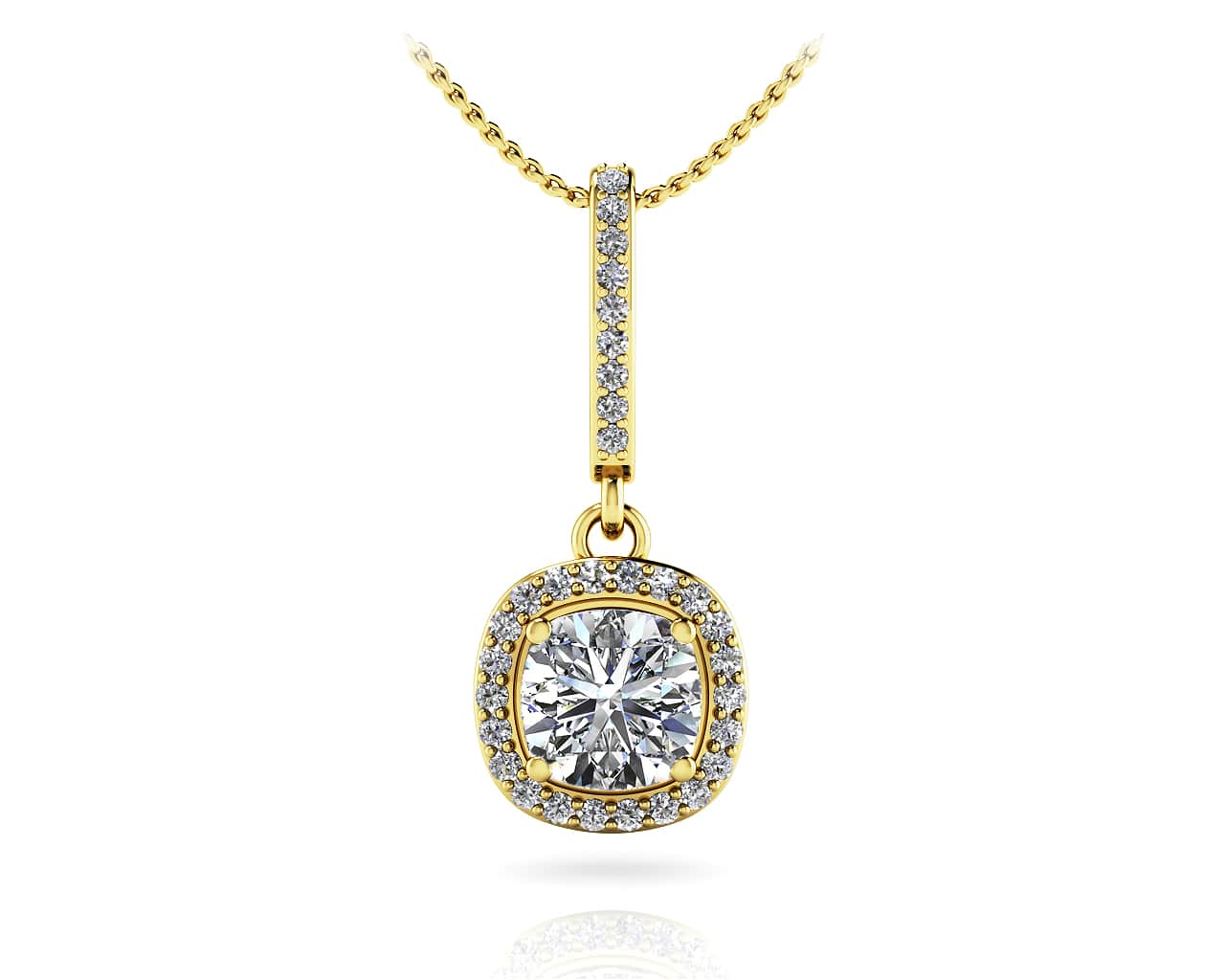 Ravishing Cushion Cut Diamond Drop Pendant