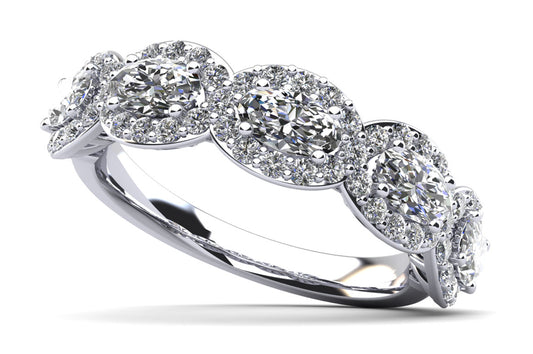 Oval Halo Diamond Anniversary Ring