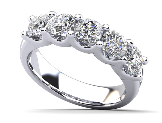 U Shape Five Stone Diamond Anniversary Ring