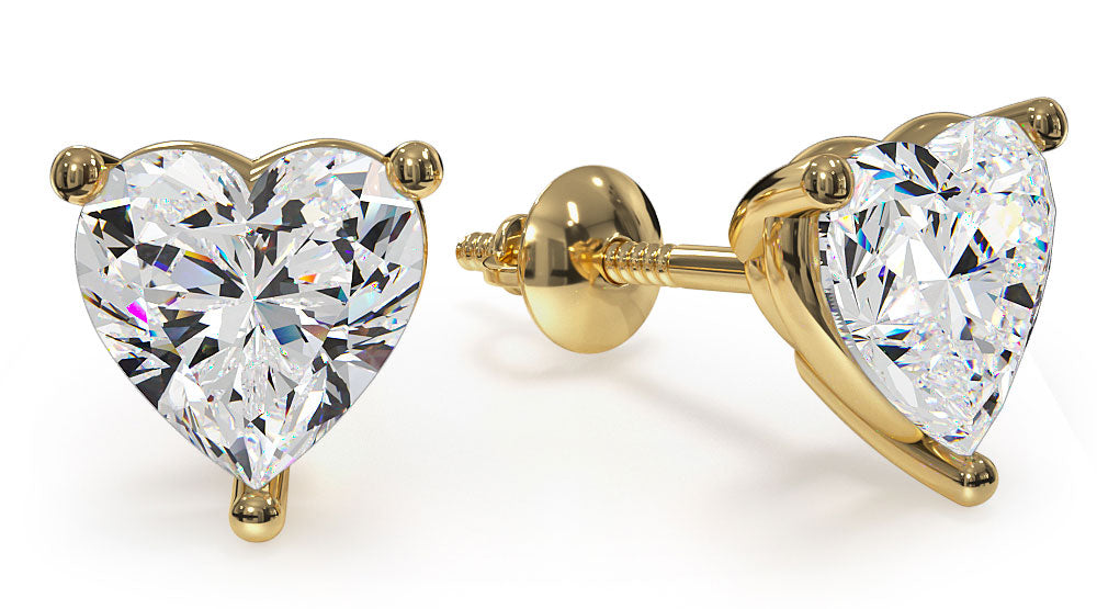 Heart Shaped Diamond Stud Earrings