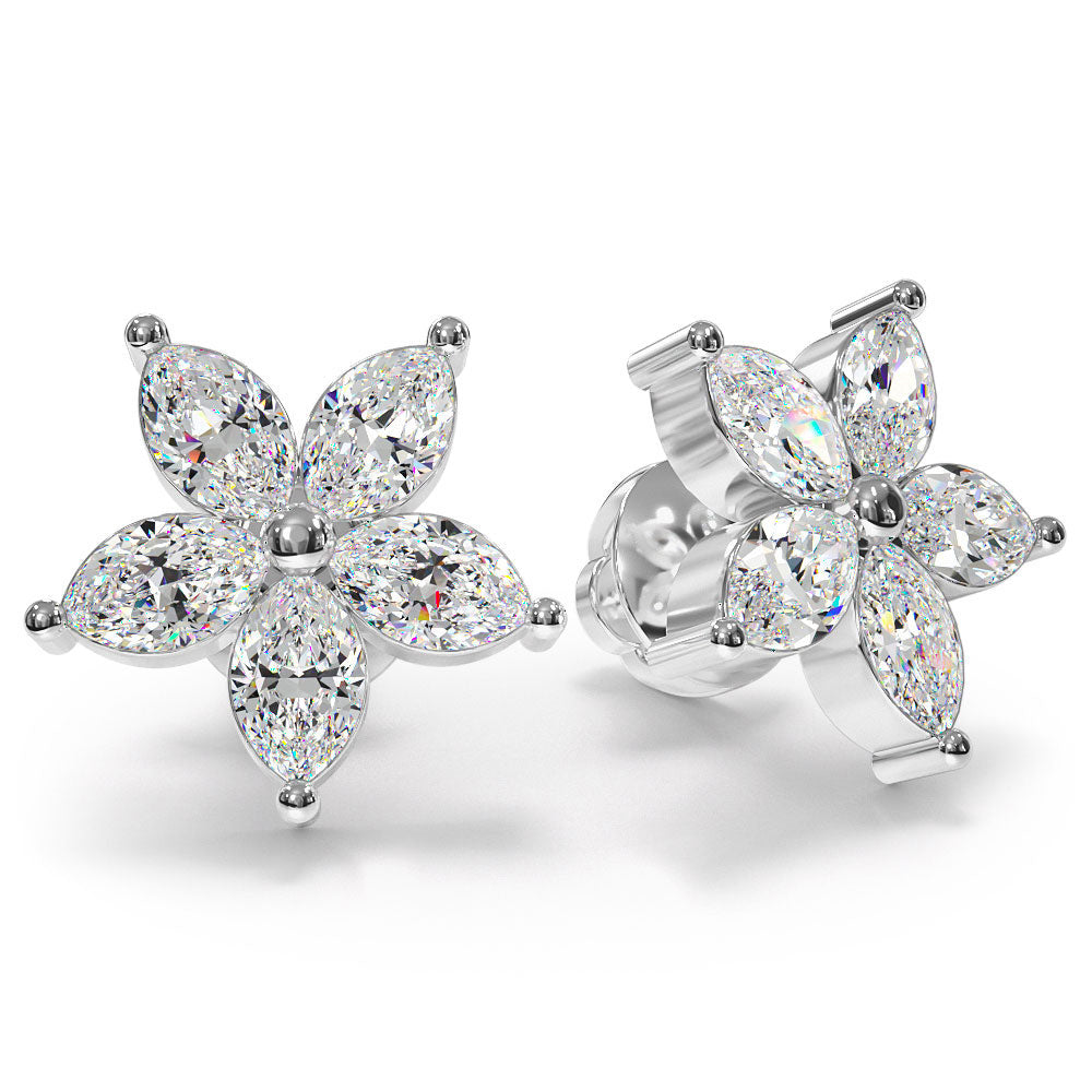 Ten Marquise Diamond Stud Earrings