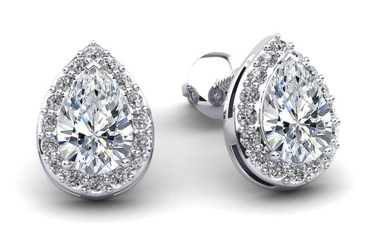 Rounds And Pears Brilliance Halo Studs Earrings
