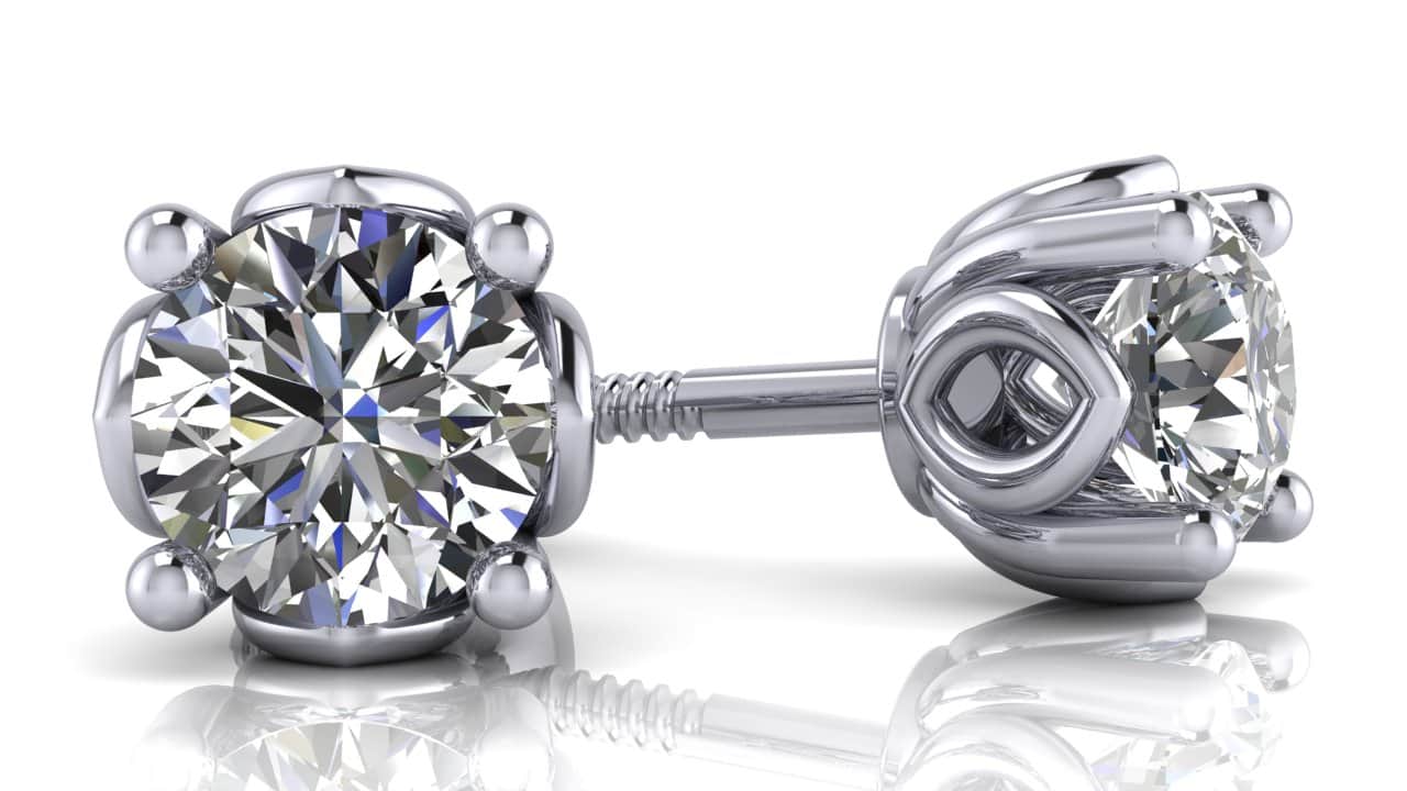 Beautiful Tulip Diamond Studs Earrings