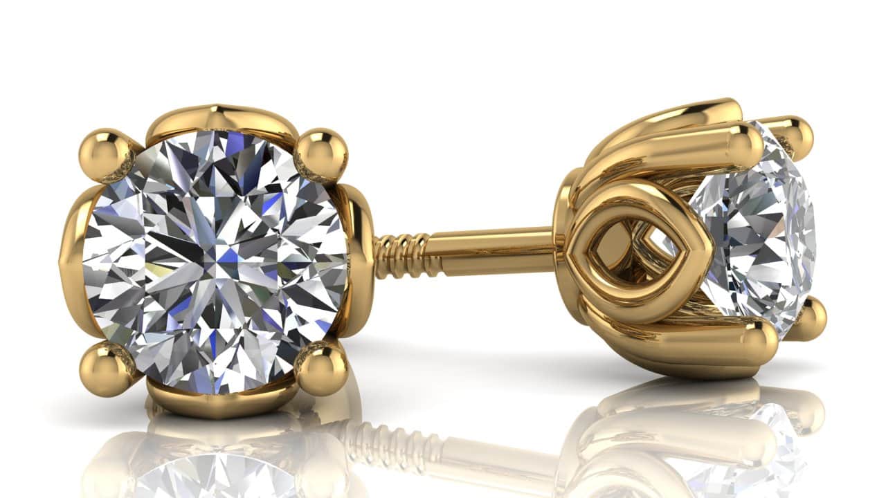 Beautiful Tulip Diamond Studs Earrings