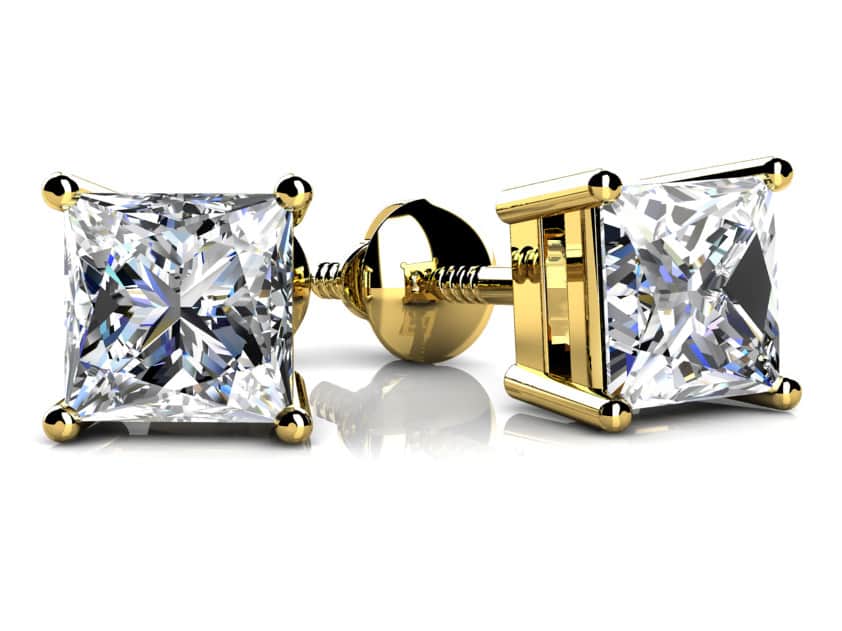 Princess Cut Diamond Studs Earrings