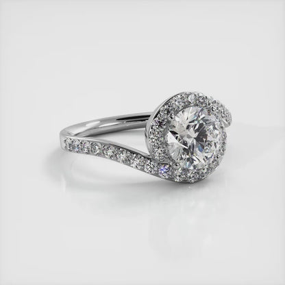 Swirl Halo Diamond Engagement Ring