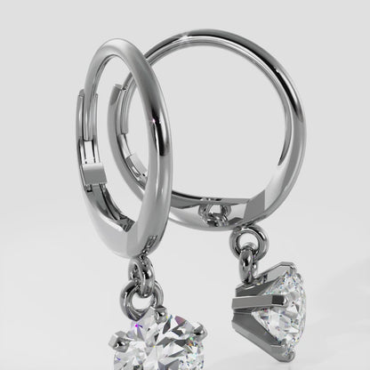 Six Prong Solitaire Diamond Drop Earrings