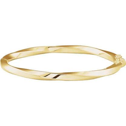 14K Yellow Hinged Twisted 7" Bangle Bracelet