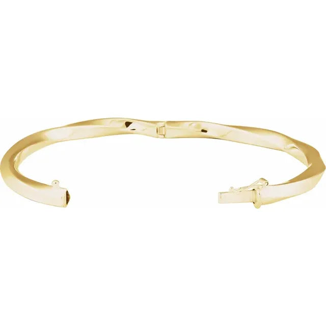 14K Yellow Hinged Twisted 7" Bangle Bracelet