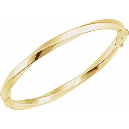 14K Yellow Hinged Twisted 7" Bangle Bracelet