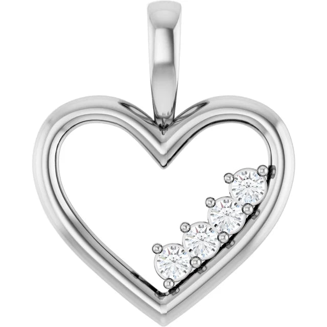 Family Heart Pendant 4 Stone