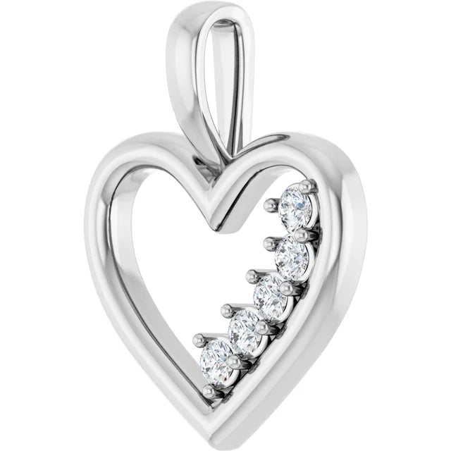 Family Heart Pendant 5 Stone