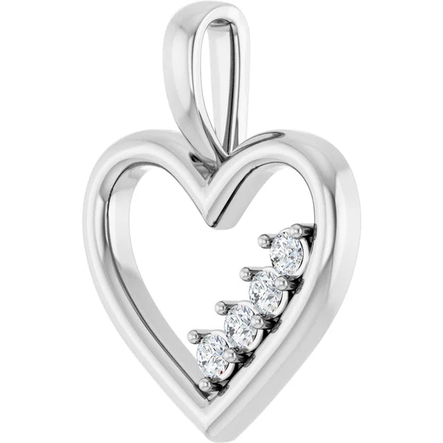 Family Heart Pendant 4 Stone