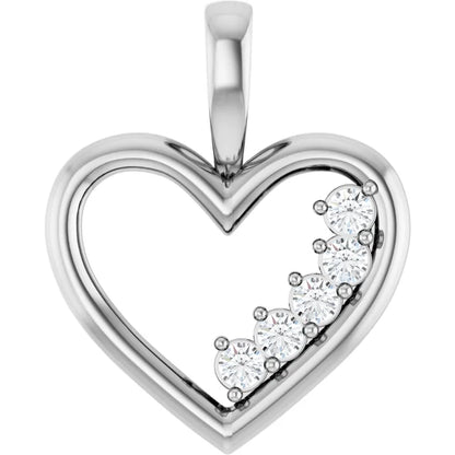 Family Heart Pendant 5 Stone