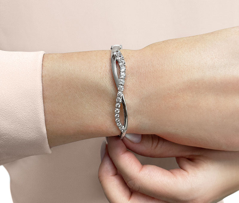 Curved Accent Diamond Journey Bangle