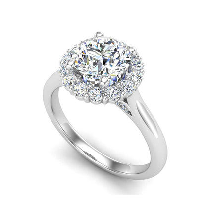 Blazing Lustrous Halo Engagement Ring-Round