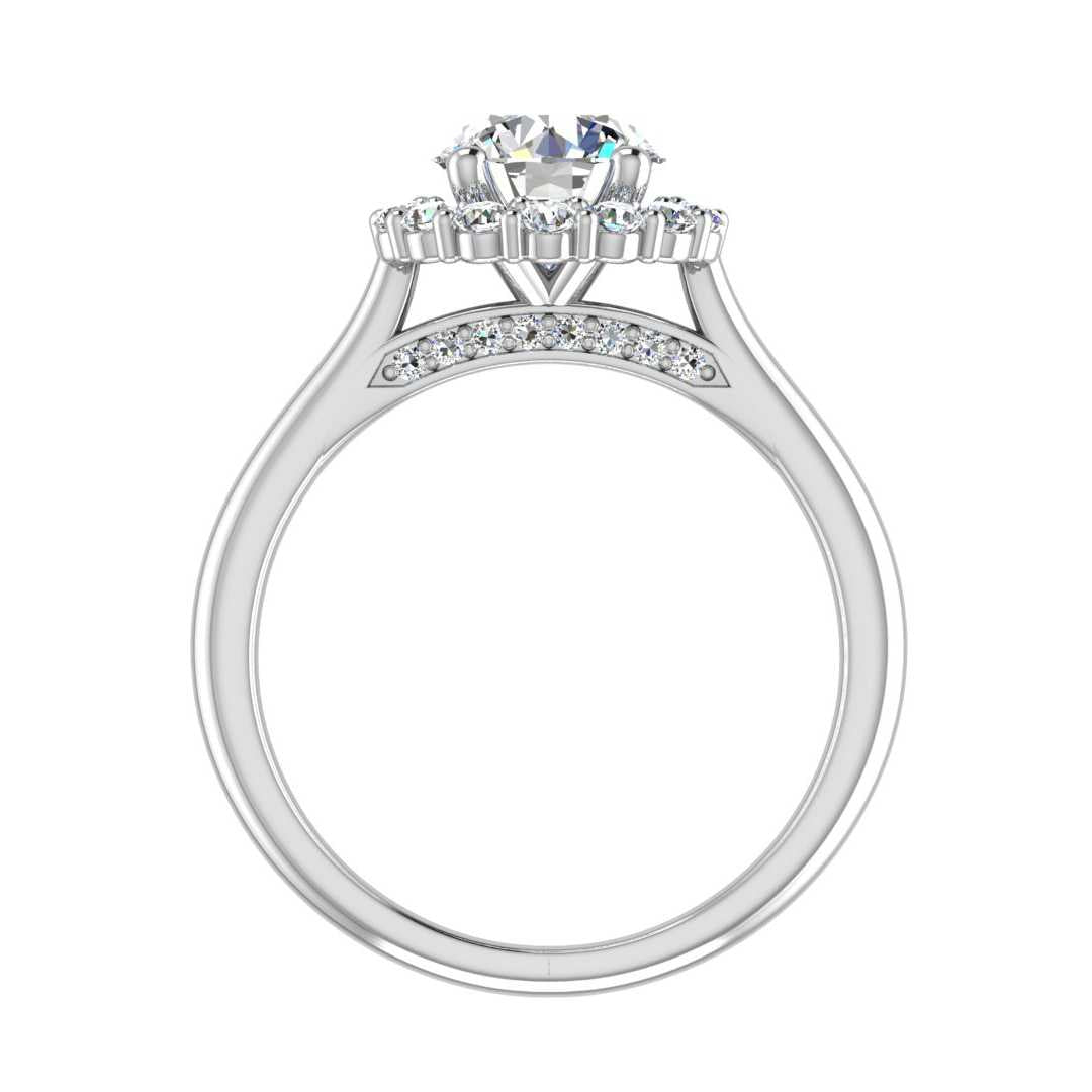 Blazing Lustrous Halo Engagement Ring-Round