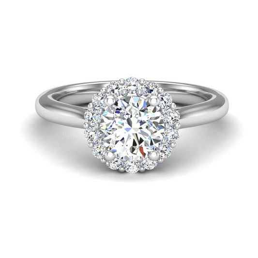 Blazing Lustrous Halo Engagement Ring-Round