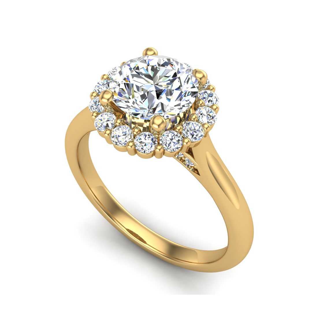 Blazing Lustrous Halo Engagement Ring-Round