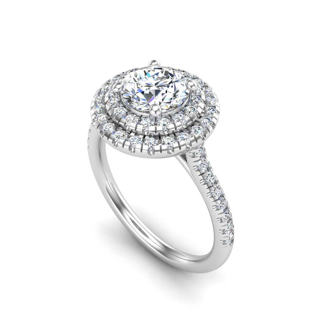 Double Halo Engagement Ring-Round