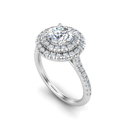 Double Halo Engagement Ring-Round