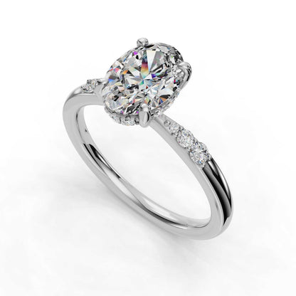 Oval Hidden Halo Engagement Ring