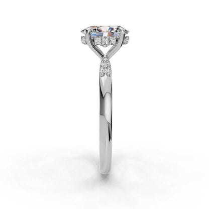 Oval Hidden Halo Engagement Ring