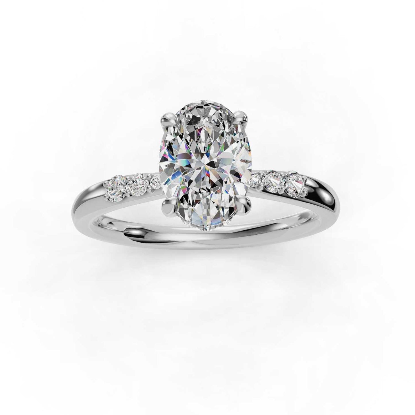 Oval Hidden Halo Engagement Ring