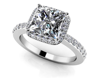 Forever Love Princess Cut Halo Engagement Ring