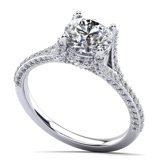 Vintage Crown Diamond Engagement Ring