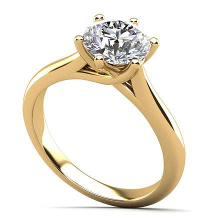 Six Curved Prongs Solitaire Diamond Engagement Ring