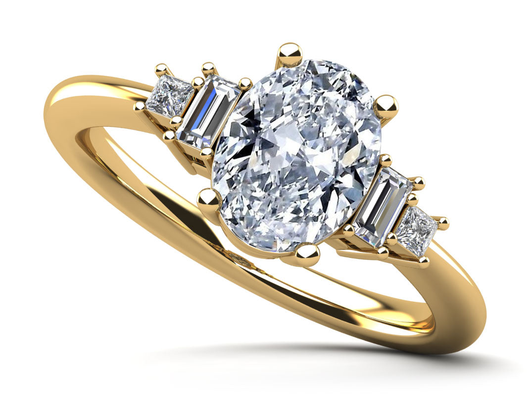 Mixed Shapes Five Stone Engagement Ring