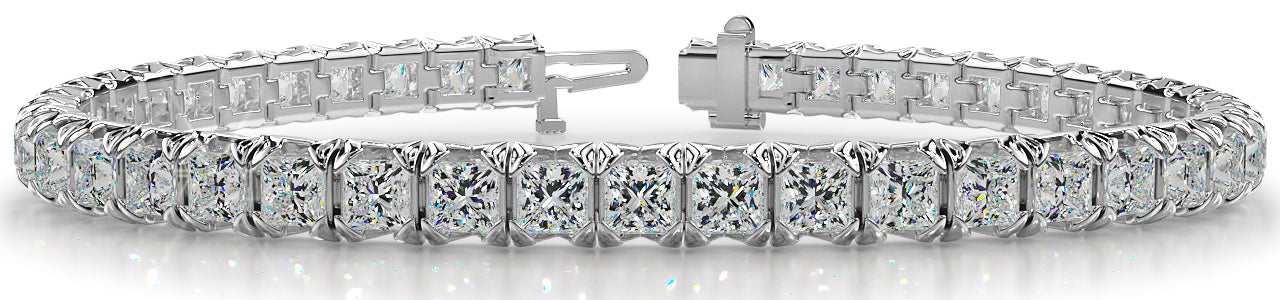 Crown Inspired Princess Cut Diamond Tennis Bracelet