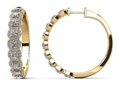 Brilliant Halo Diamond Hoop Earrings