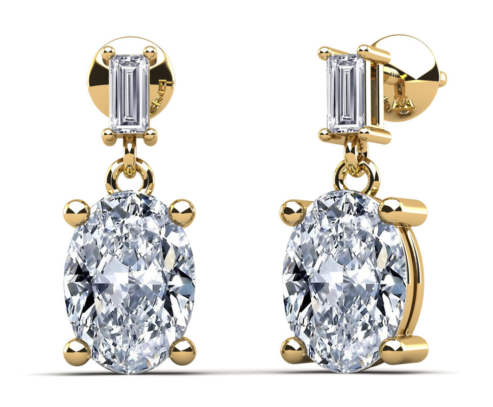 Splendid Oval Cut Diamond Drop Earrings