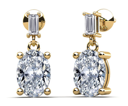 Splendid Oval Cut Diamond Drop Earrings