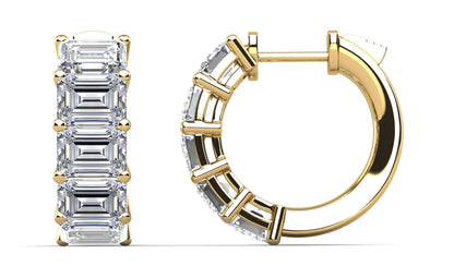 Emerald Cut Ten Stone Diamond Hoops