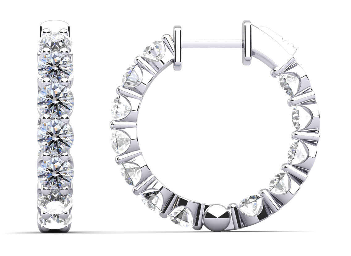 U Shape Cup Diamond Hoop Earrings