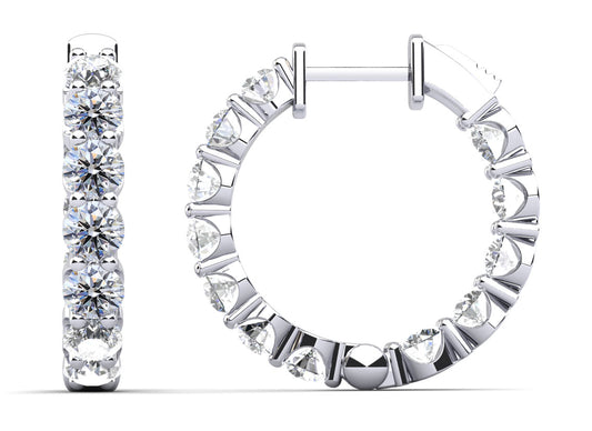 U Shape Cup Diamond Hoop Earrings