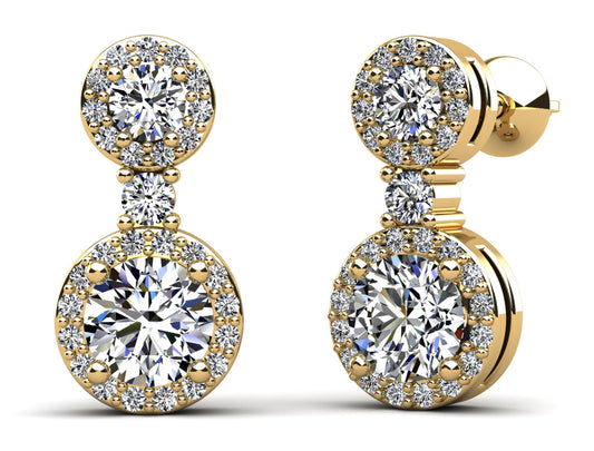 Stunning Diamond Earrings with Double Halo Design