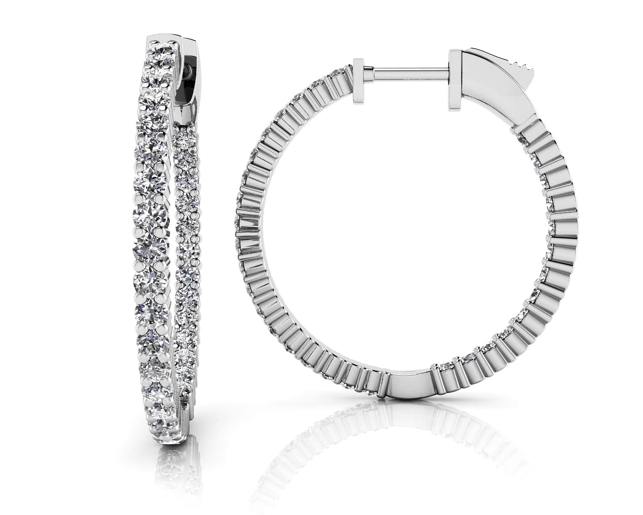 Single Row Inside Out Diamond Hoop Earring Small