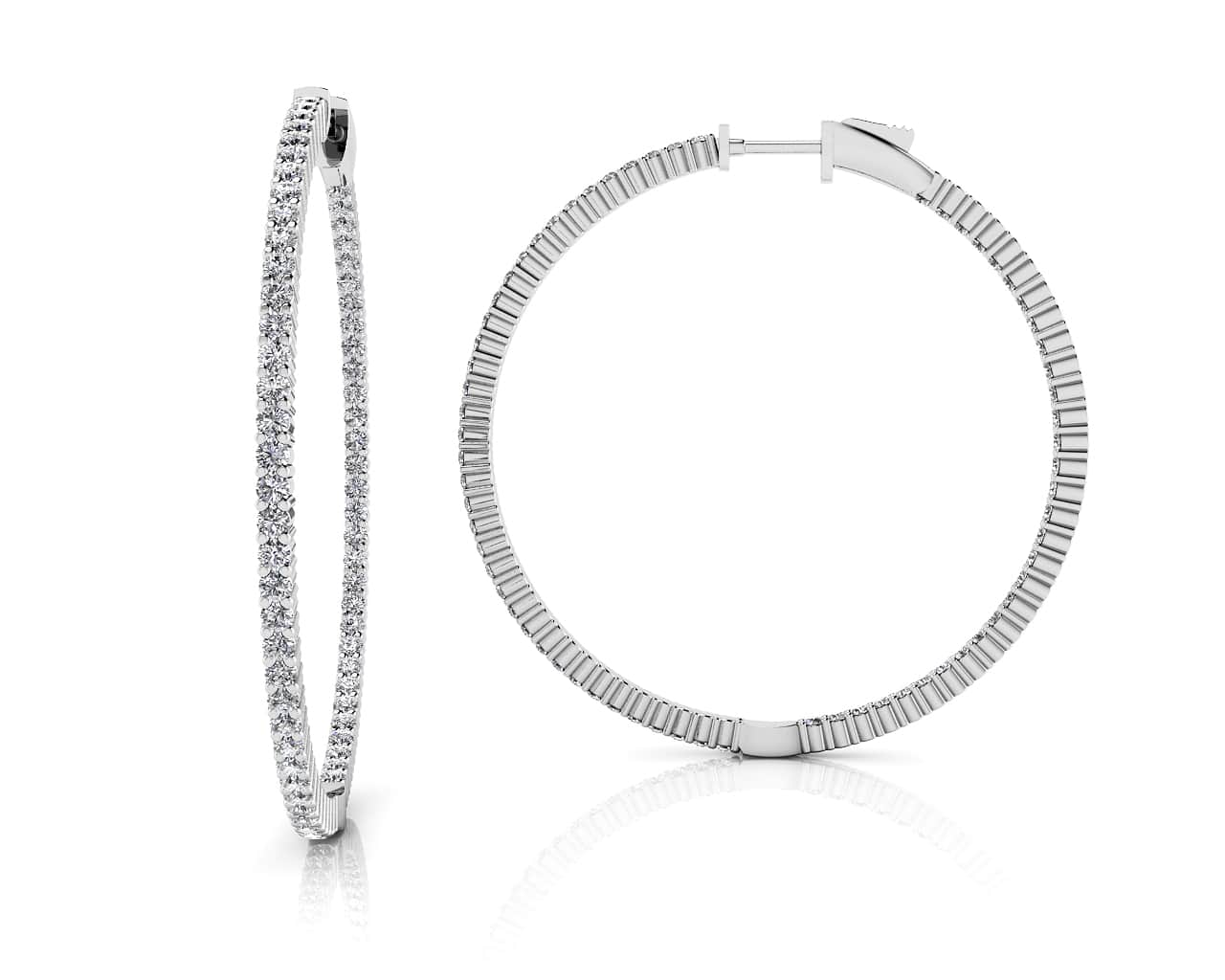 Single Row Inside Out Diamond Hoop Earring Medium