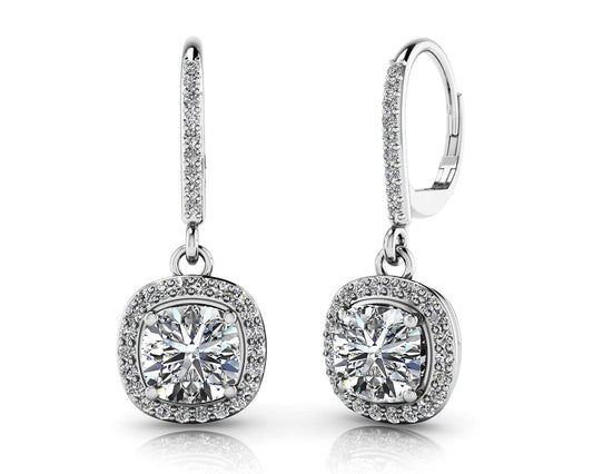 Ravishing Cushion Cut Diamond Drop Earring