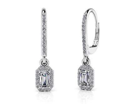 Romantic Emerald Cut Diamond Drop Earrings