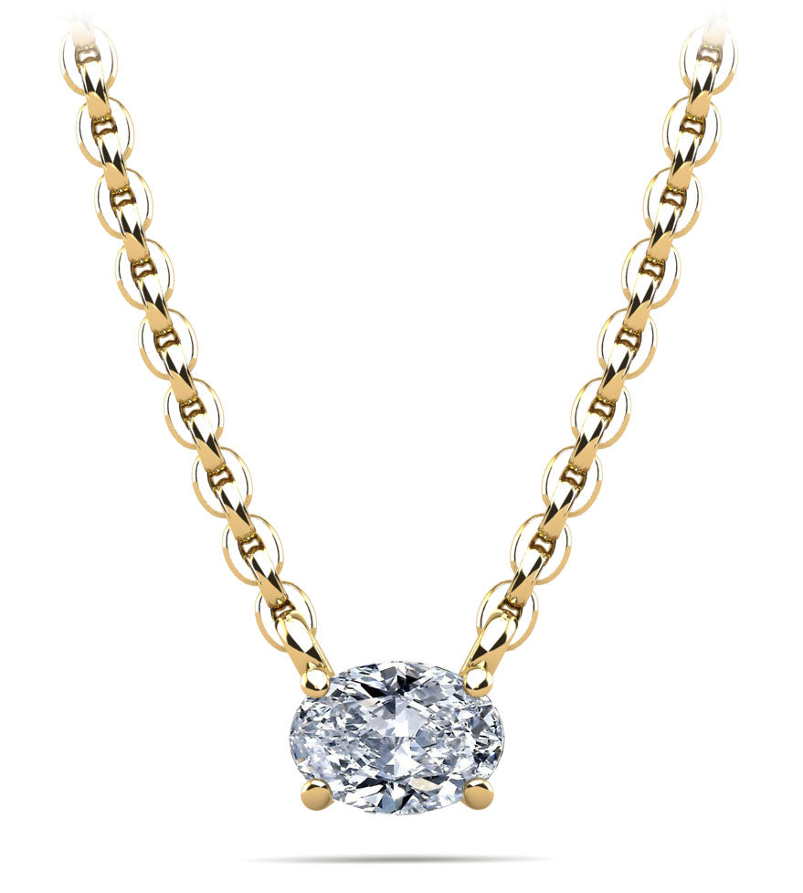 Oval Cut Horizontal Diamond Solitaire Pendant