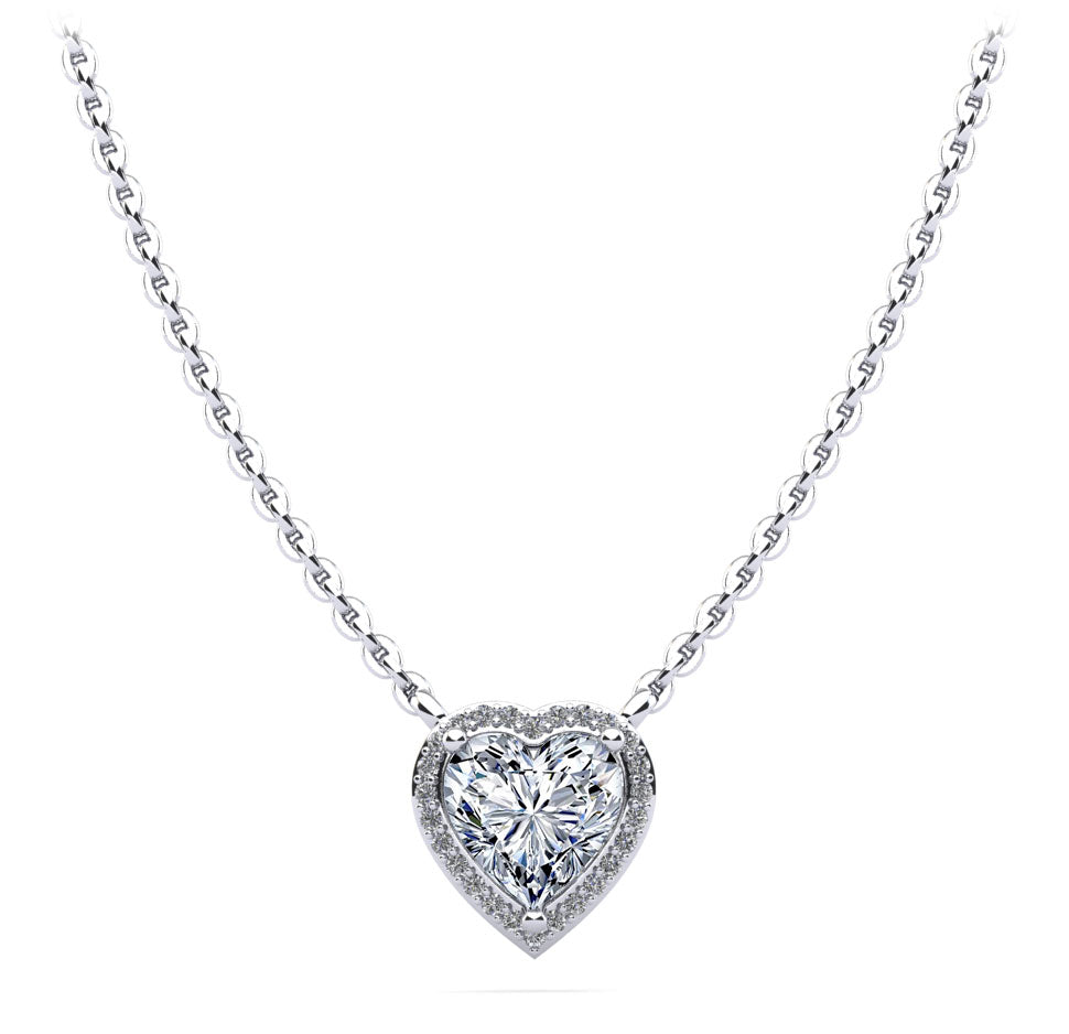 Perfect Heart Halo Diamond Pendant