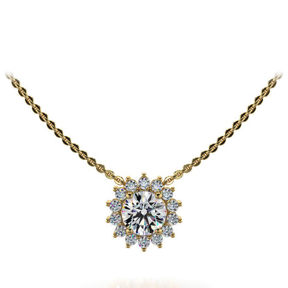 Flower Diamond Pendant with Halo of Diamonds