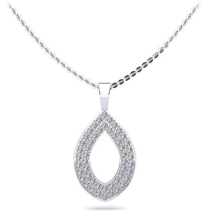 Tear Drop Diamond Pendant with Three Row Design