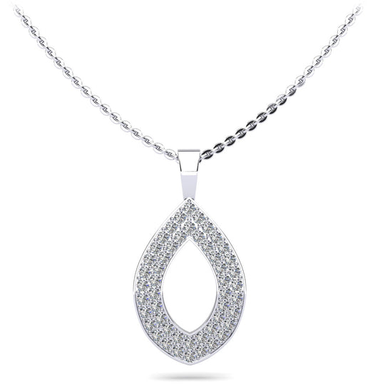 Tear Drop Diamond Pendant with Three Row Design