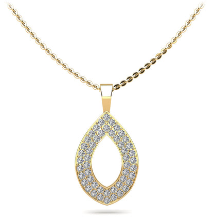 Tear Drop Diamond Pendant with Three Row Design
